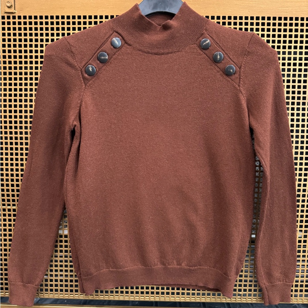Brown Sweater with Button Detail